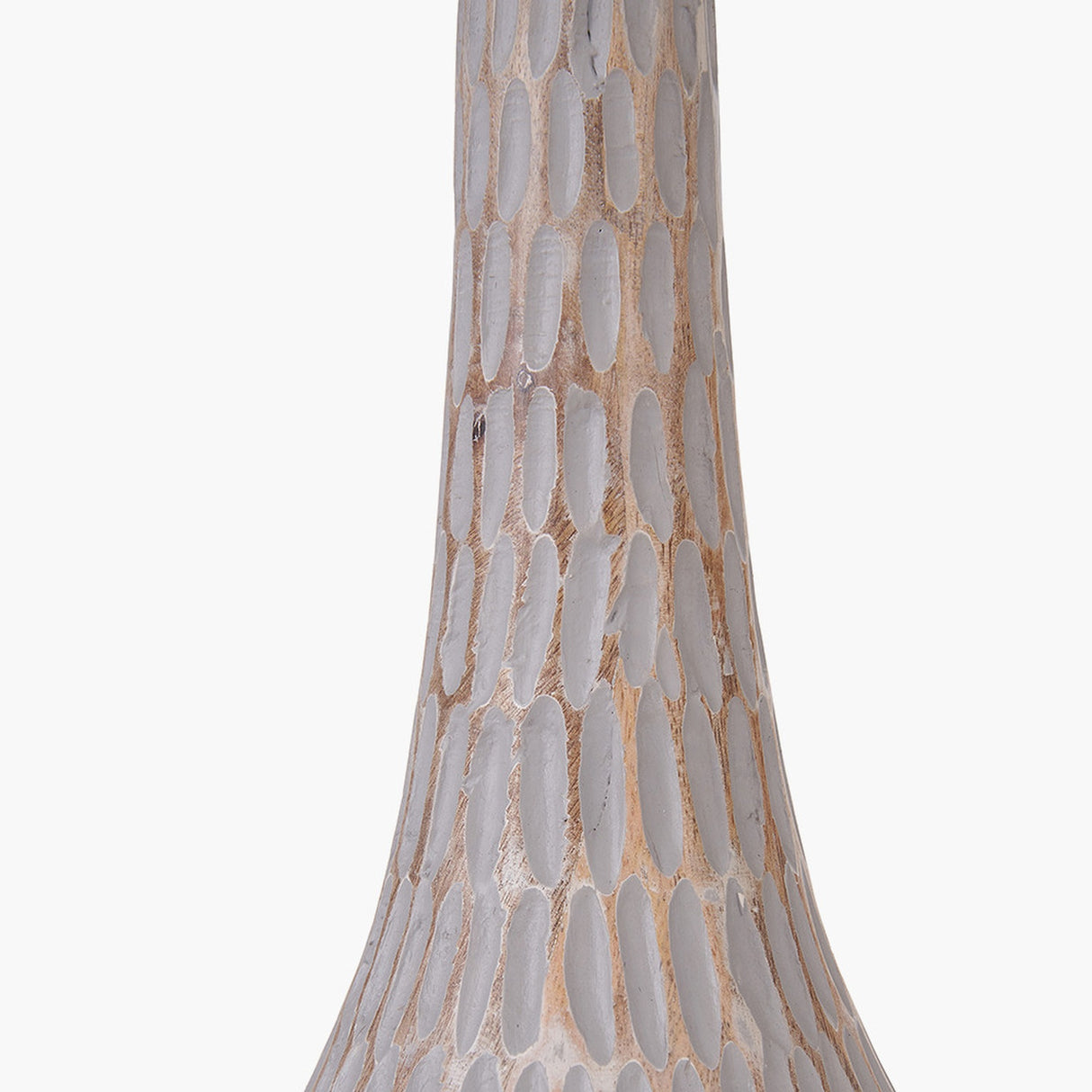 Ioan Grey Engraved Wood Bottle Table Lamp Base - 49cm