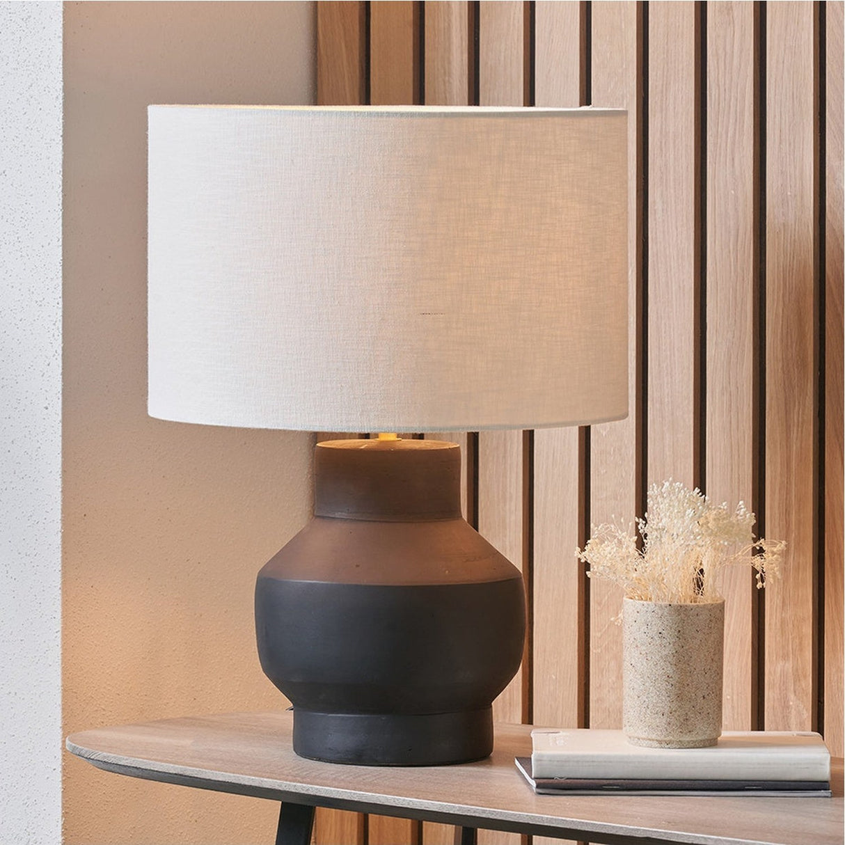 Inna Black Urn Terracotta Table Lamp Base - 33cm
