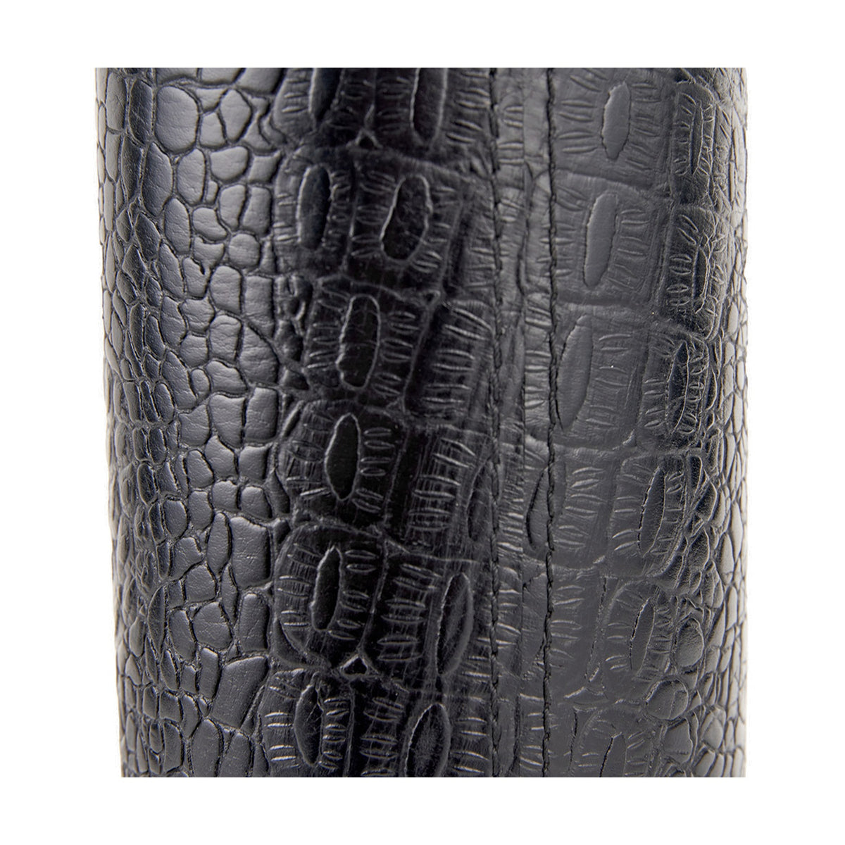 Laurence Black Croc Leather & Silver Cylindrical Table Lamp Base