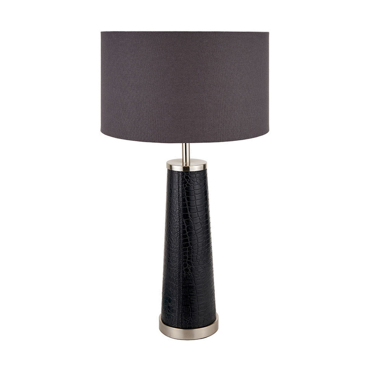 Laurence Black Croc Leather & Silver Table Lamp Base - 54cm