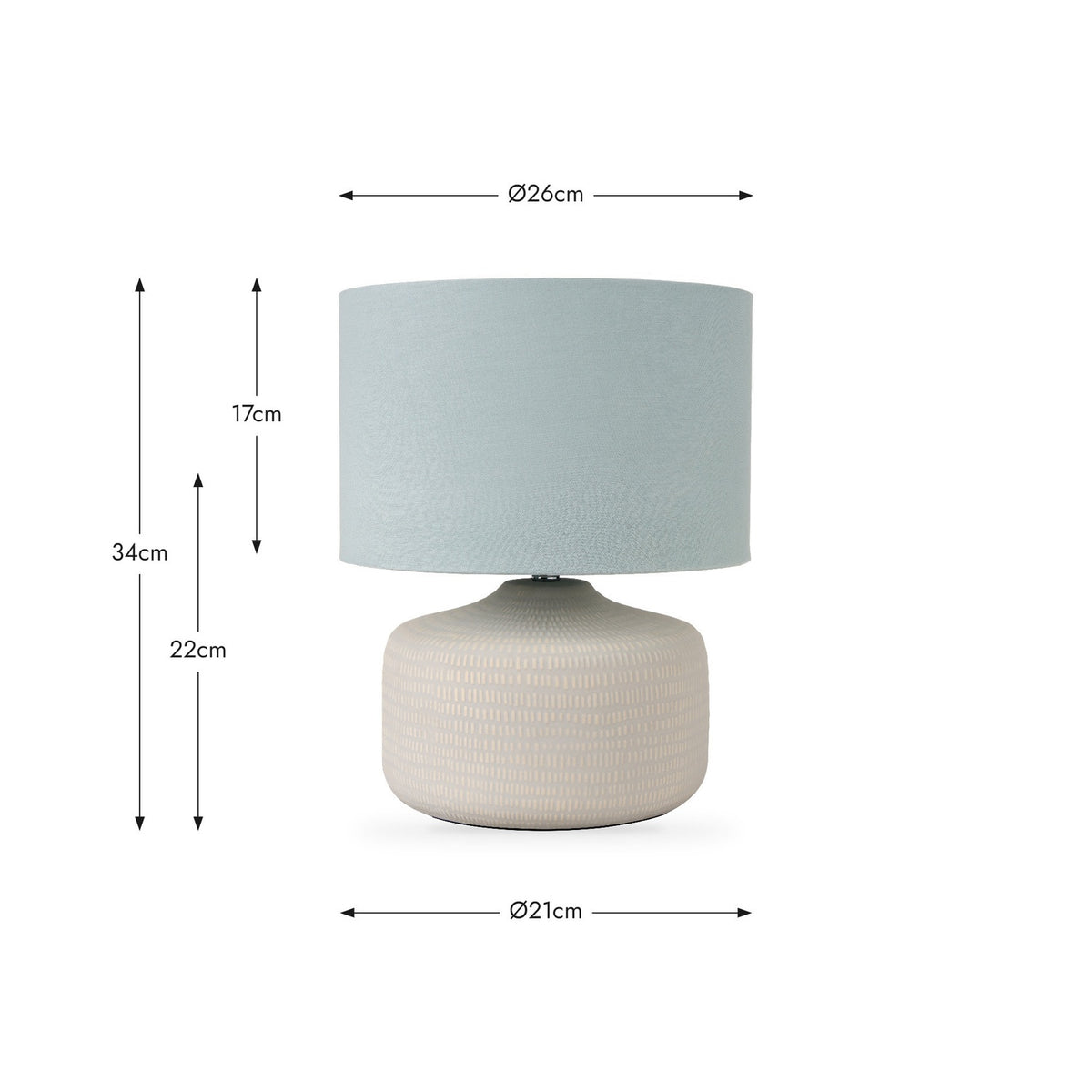 Kai Duck Egg Blue Textured Ceramic Table Lamp - 34cm