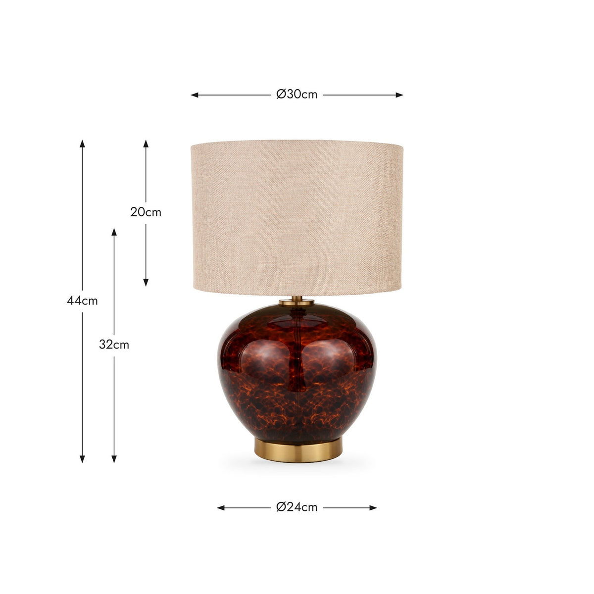 Lucien Tortoiseshell Brown Glass Table Lamp - 44cm