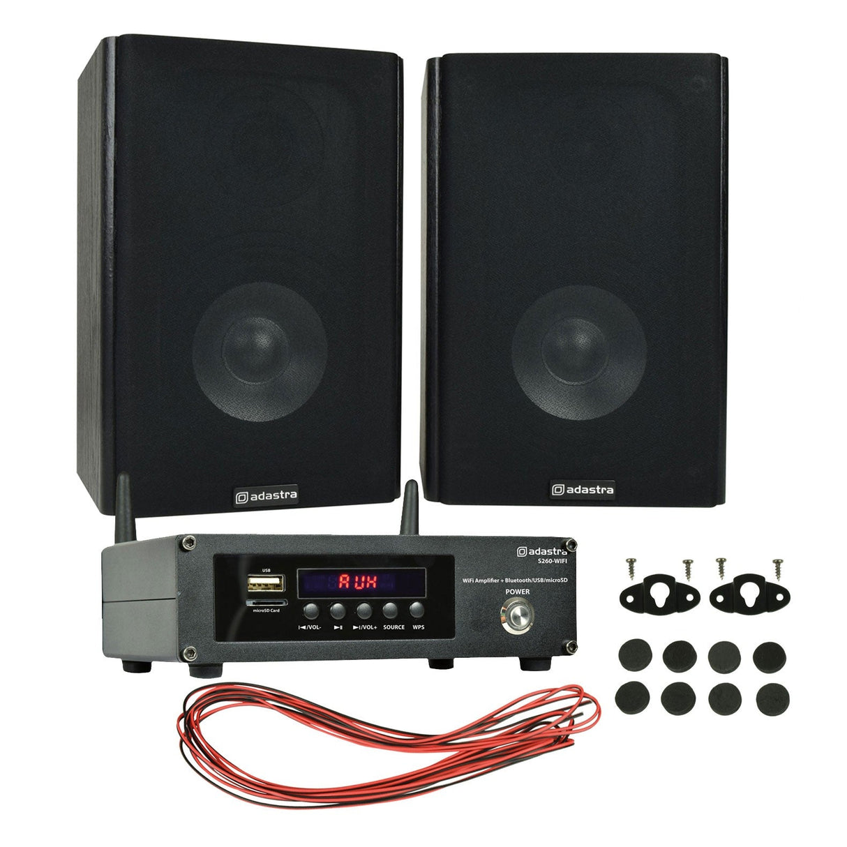 Adastra 2 x 60W Bookshelf Speaker System With Wifi Streaming Bluetooth Amplifier