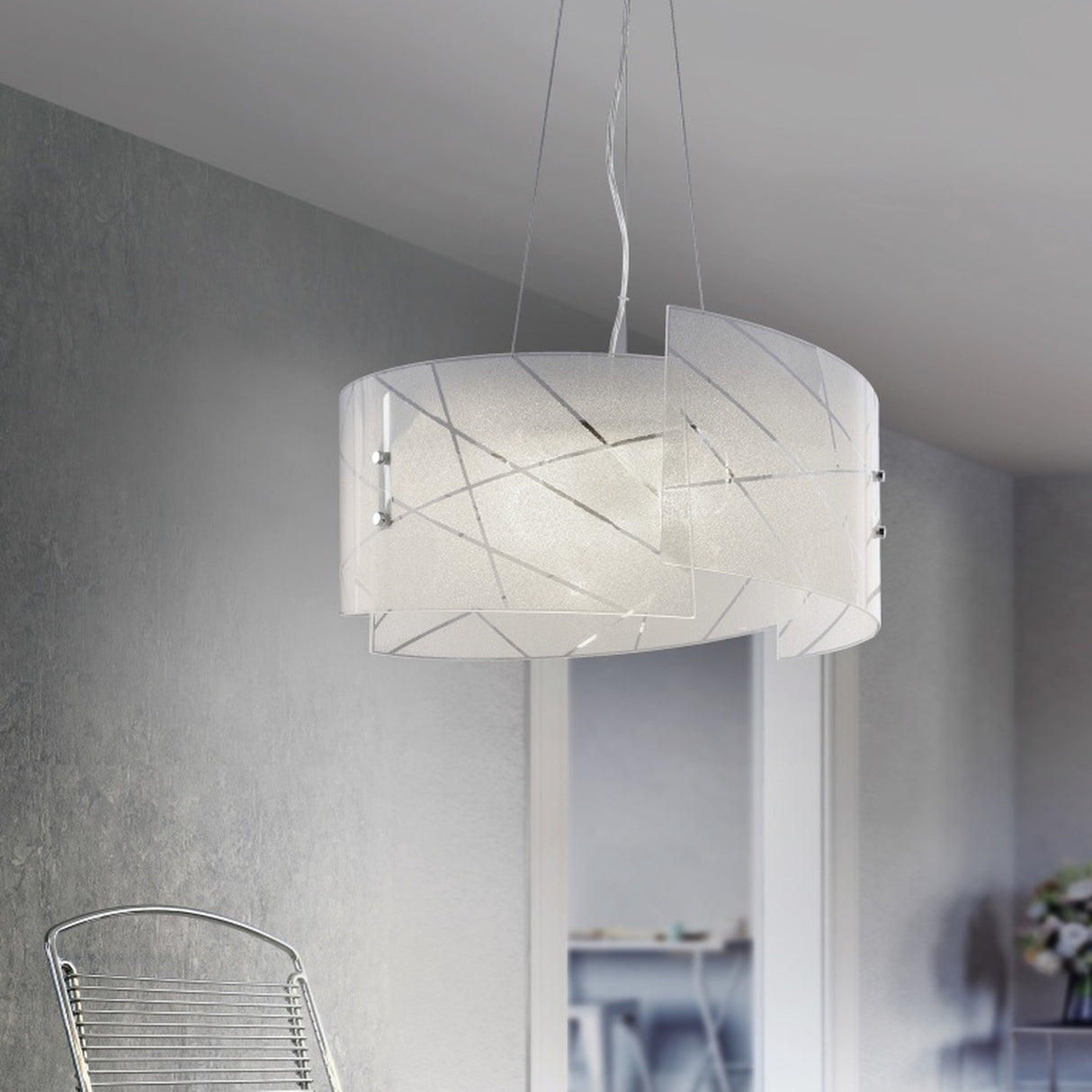 Sandrina 3 Light Glass Chandelier – White
