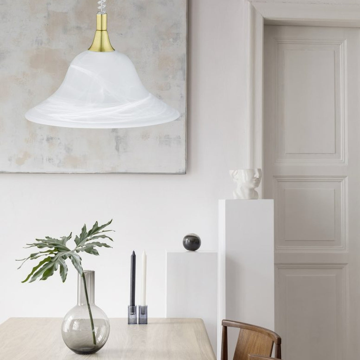 Viola Glass Pendant – Satin Brass