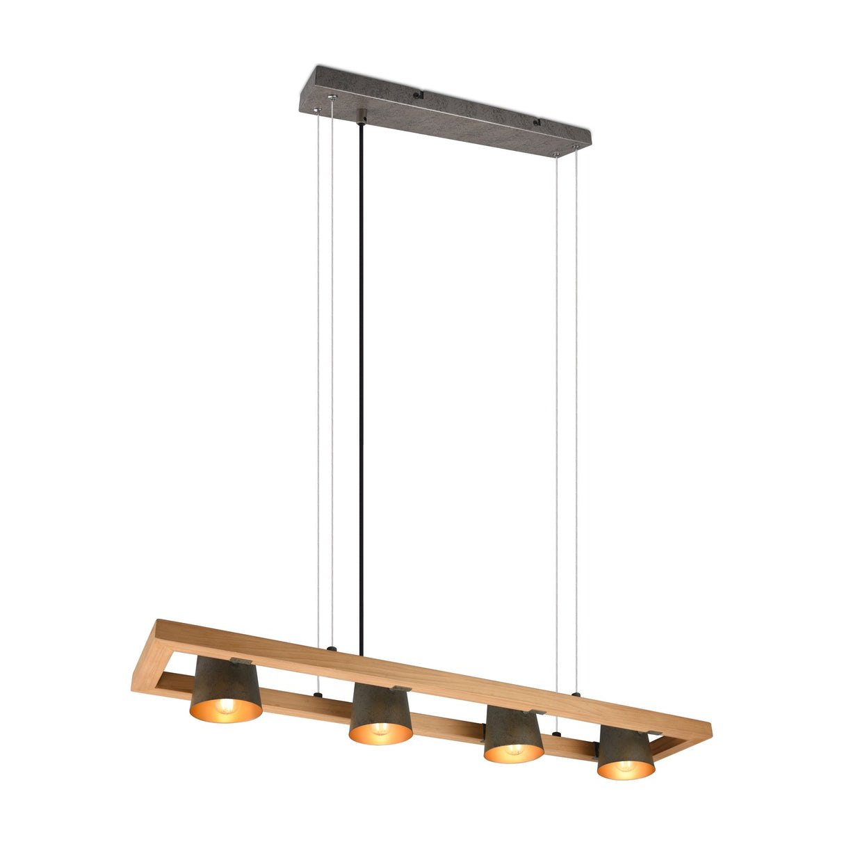 Bell 4 Light Wooden Chandelier – Antique Nickel