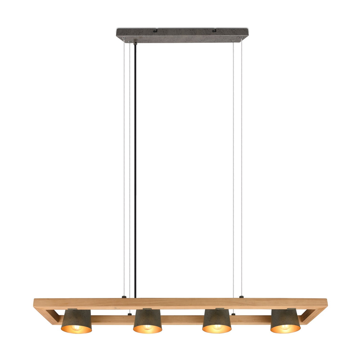Bell 4 Light Wooden Chandelier – Antique Nickel