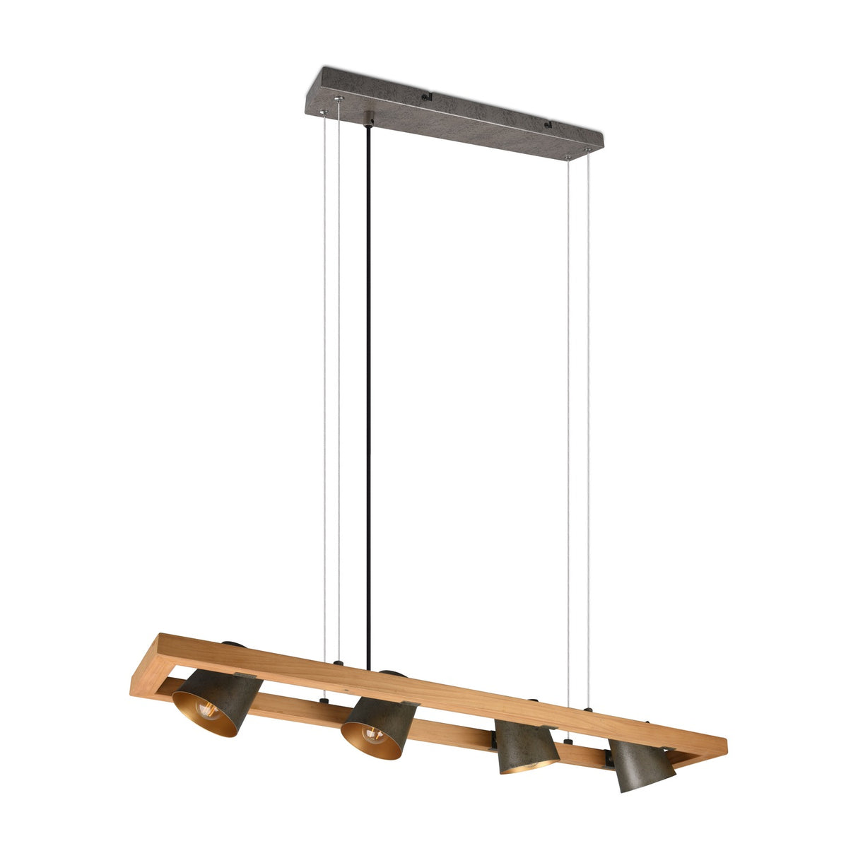 Bell 4 Light Wooden Chandelier – Antique Nickel