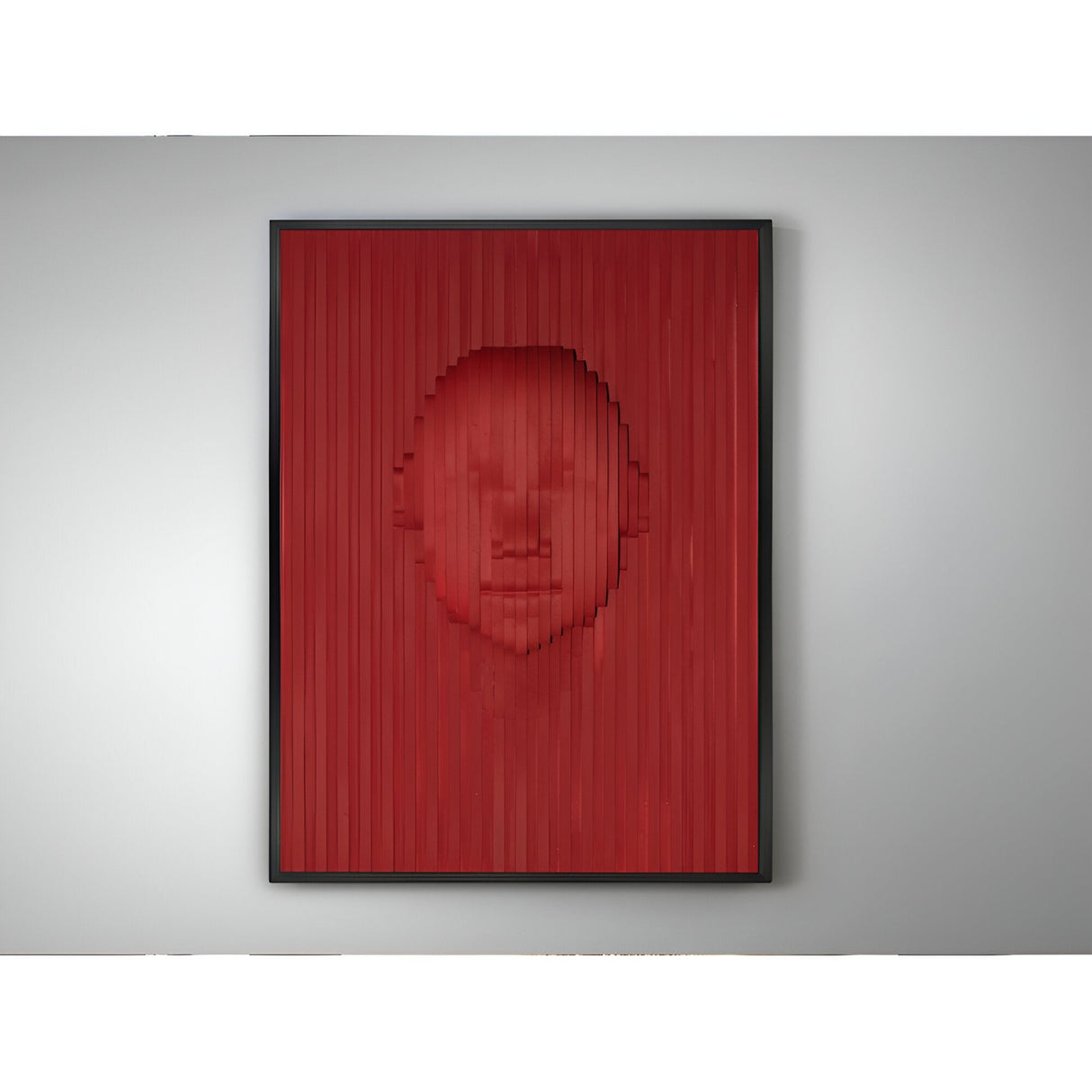 Red Textured Beige Portrait Bas-Relief Wall Panel - 90x120cm
