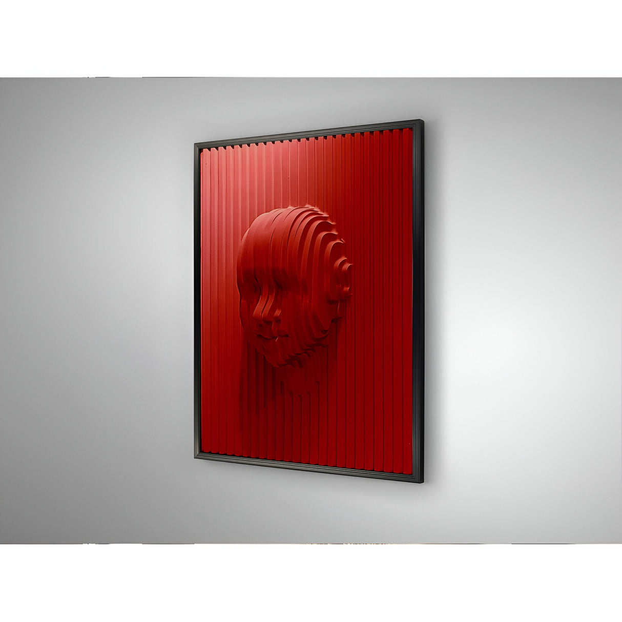 Red Textured Beige Portrait Bas-Relief Wall Panel - 90x120cm