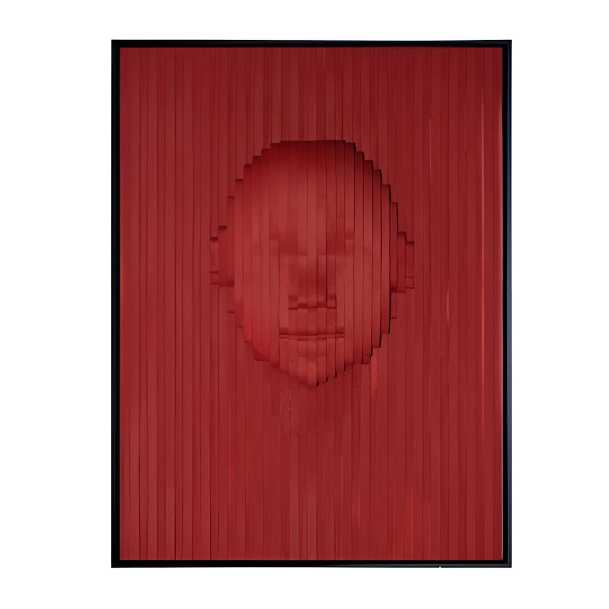 Red Textured Beige Portrait Bas-Relief Wall Panel - 90x120cm