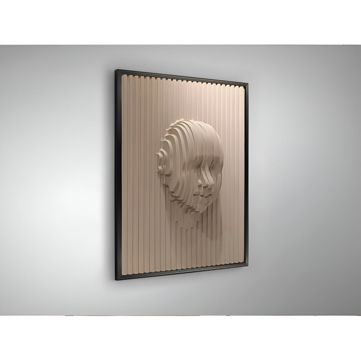Beige Textured Beige Portrait Bas-Relief Wall Panel - 90x120cm
