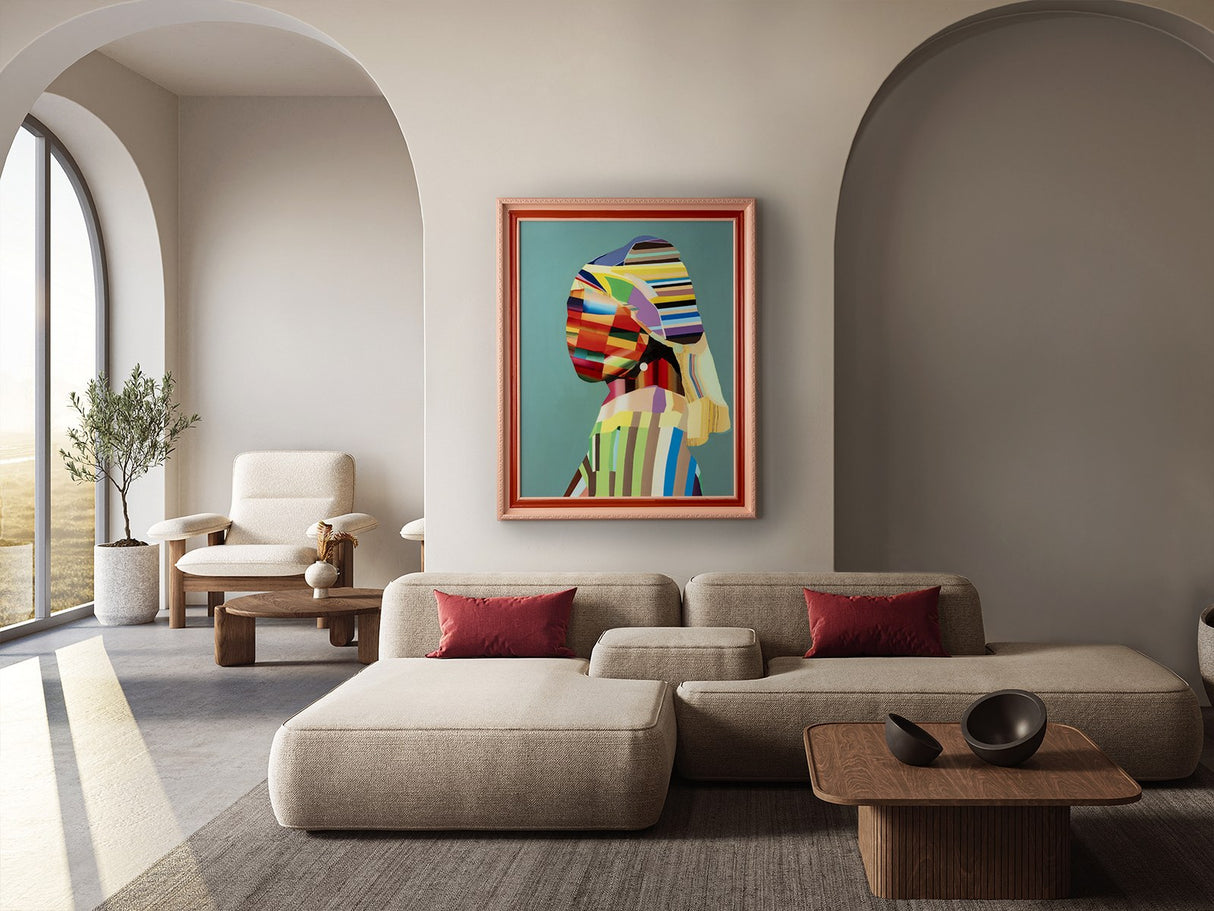 Joven Con Perla Pop Canvas Wall Art - Black