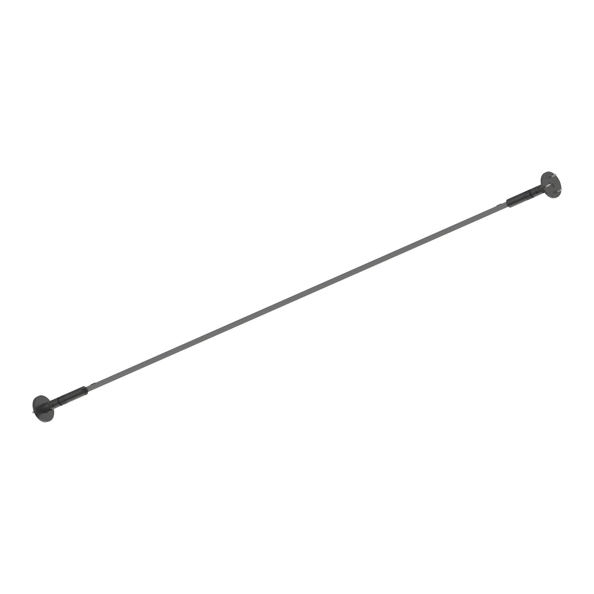 A sleek black Clarionis Holder for LED Strips, measuring 5.3 meters in length, features a long and thin adjustable rod made from high-quality steel with two circular ends, set against a white background.