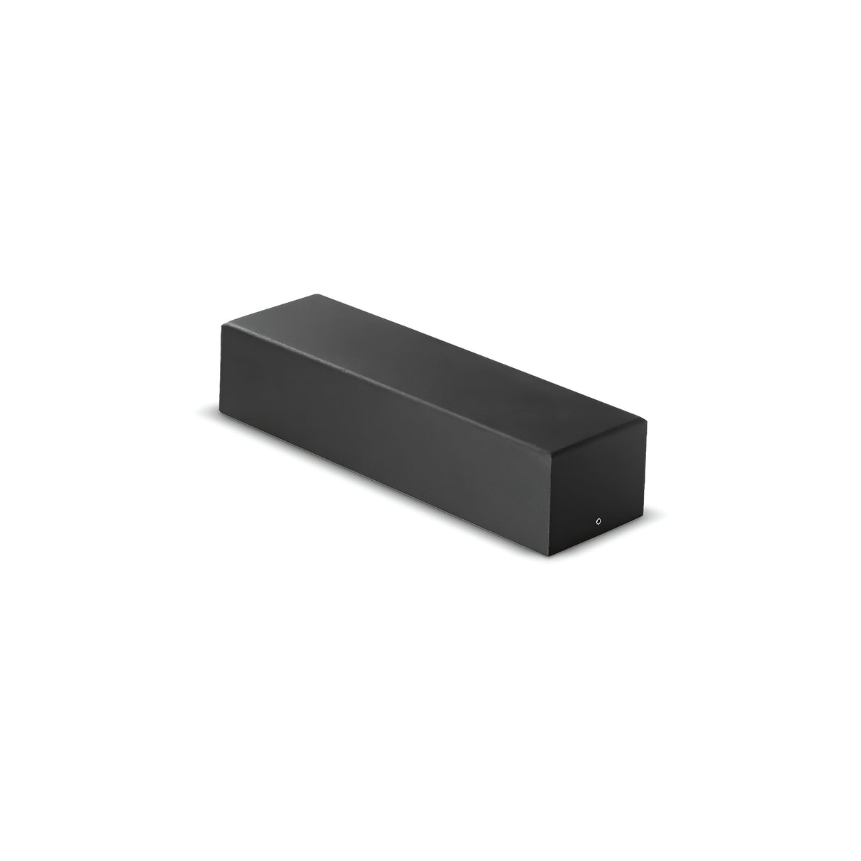 The Prismatic Driver Box - Black, 25cm features a sleek black finish and a rectangular prism shape, with its smooth sides and sharp edges standing out against a white background.