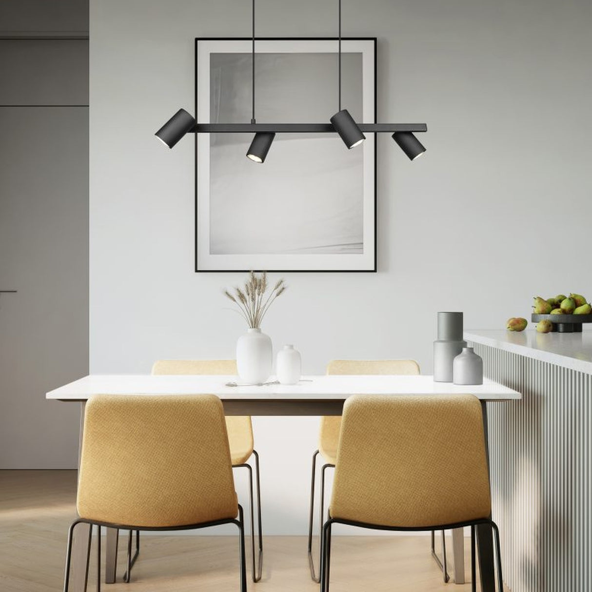 Marley 4 Light Linear 80cm Chandelier – Matt Black