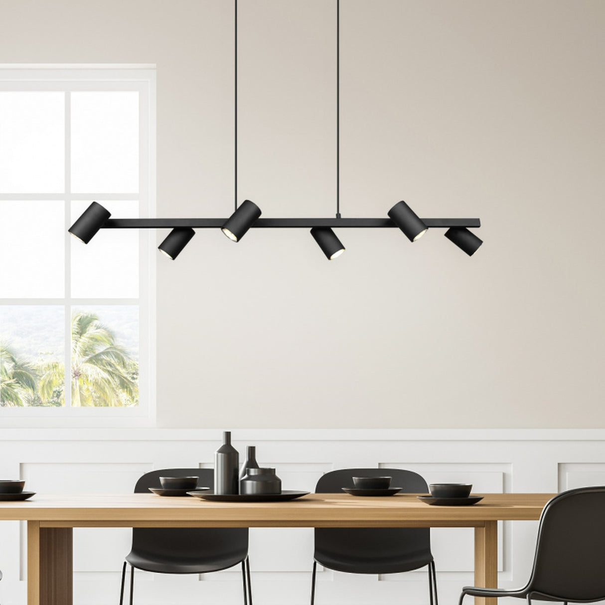 Marley 6 Light Linear Chandelier – Matt Black