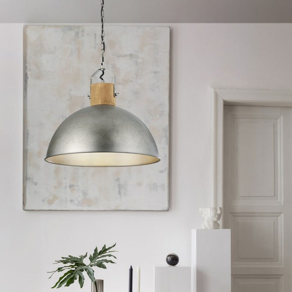 Delhi Wooden Pendant – Antique Nickel