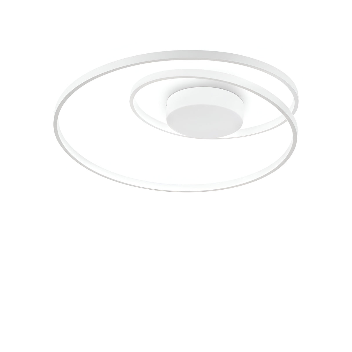 The Glistis Dimmable LED Ceiling Light in white, with 48W power, offers a contemporary touch to any modern interior. Featuring three concentric circular rings in a minimalist design, it provides energy-efficient lighting against a clean white backdrop.