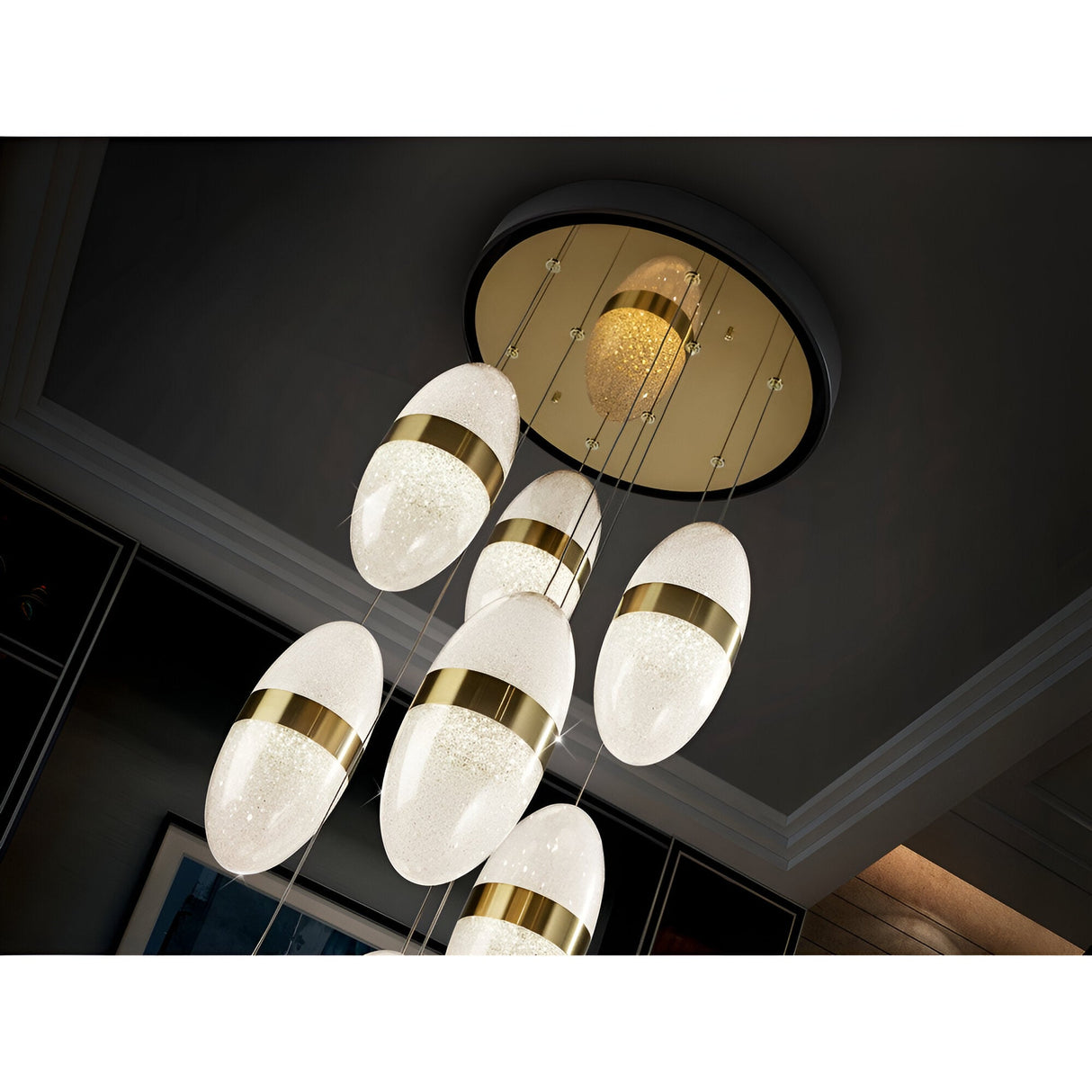 Garden 9 Light Dimmable LED Cluster Pendant Light 54W 3000k - Gold/White