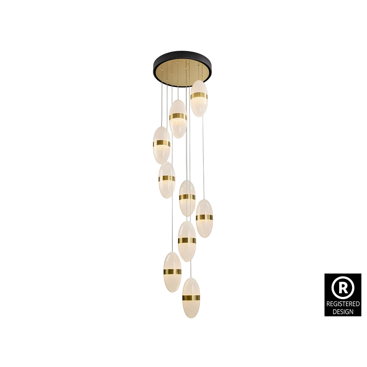 Garden 9 Light Dimmable LED Cluster Pendant Light 54W 3000k - Gold/White