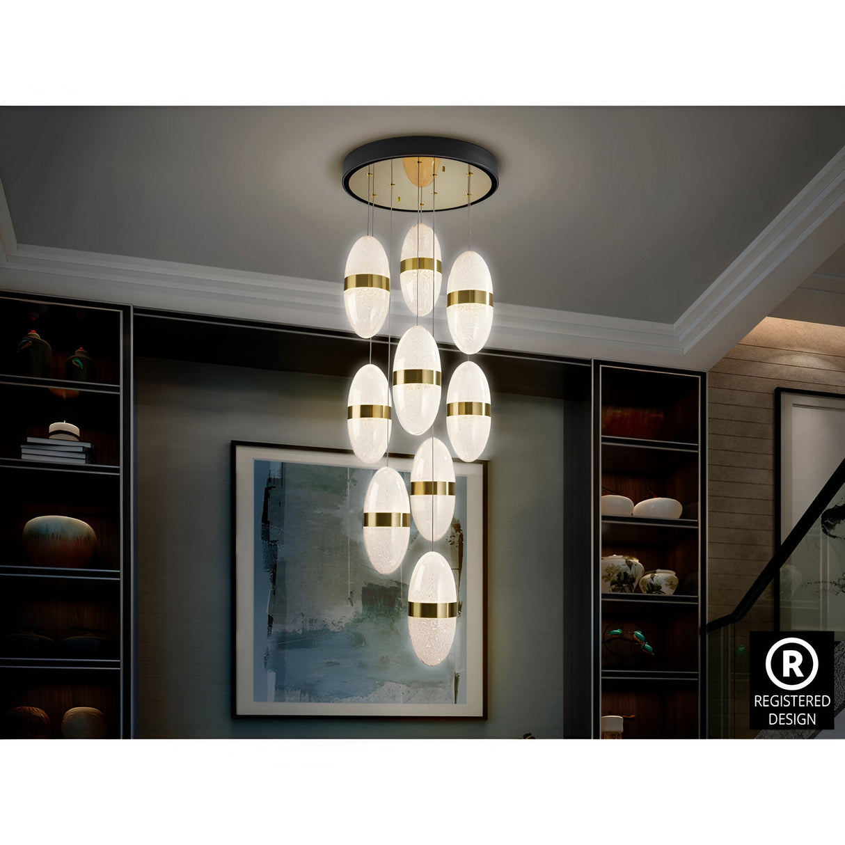 Garden 9 Light Dimmable LED Cluster Pendant Light 54W 3000k - Gold/White