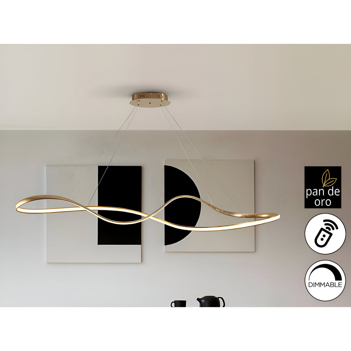 Simphony CCT Dimmable LED Light Linear Suspension - Gold (With Remote Control)
