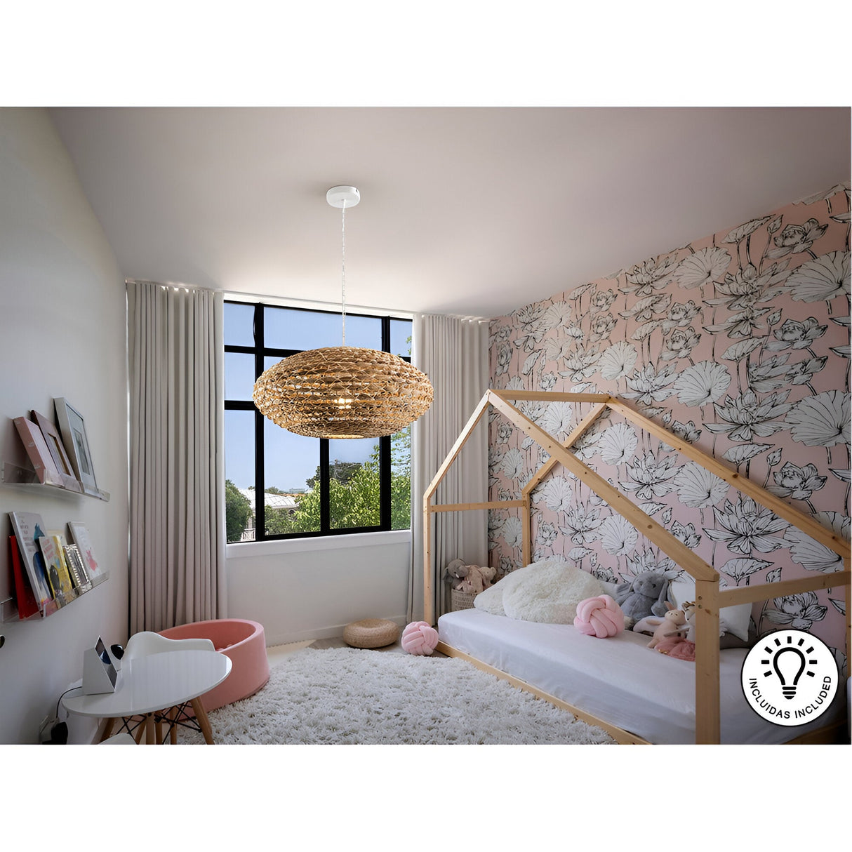 Nana Large 1 Light Rattan Pendant - Light Brown