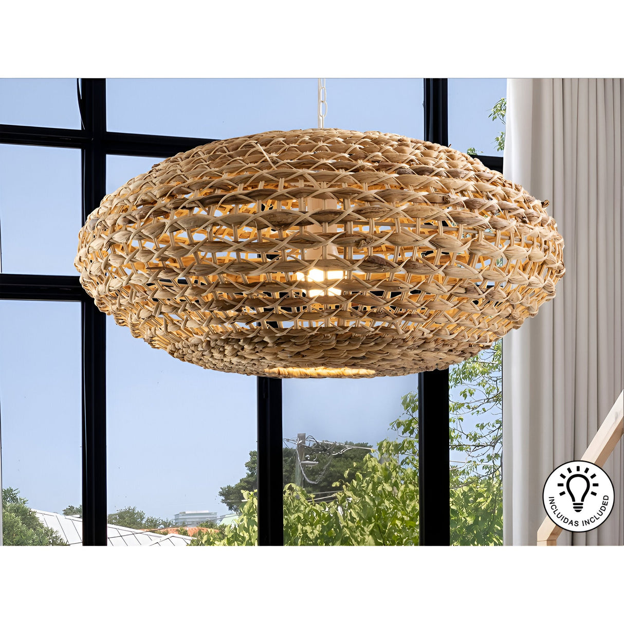 Nana Large 1 Light Rattan Pendant - Light Brown