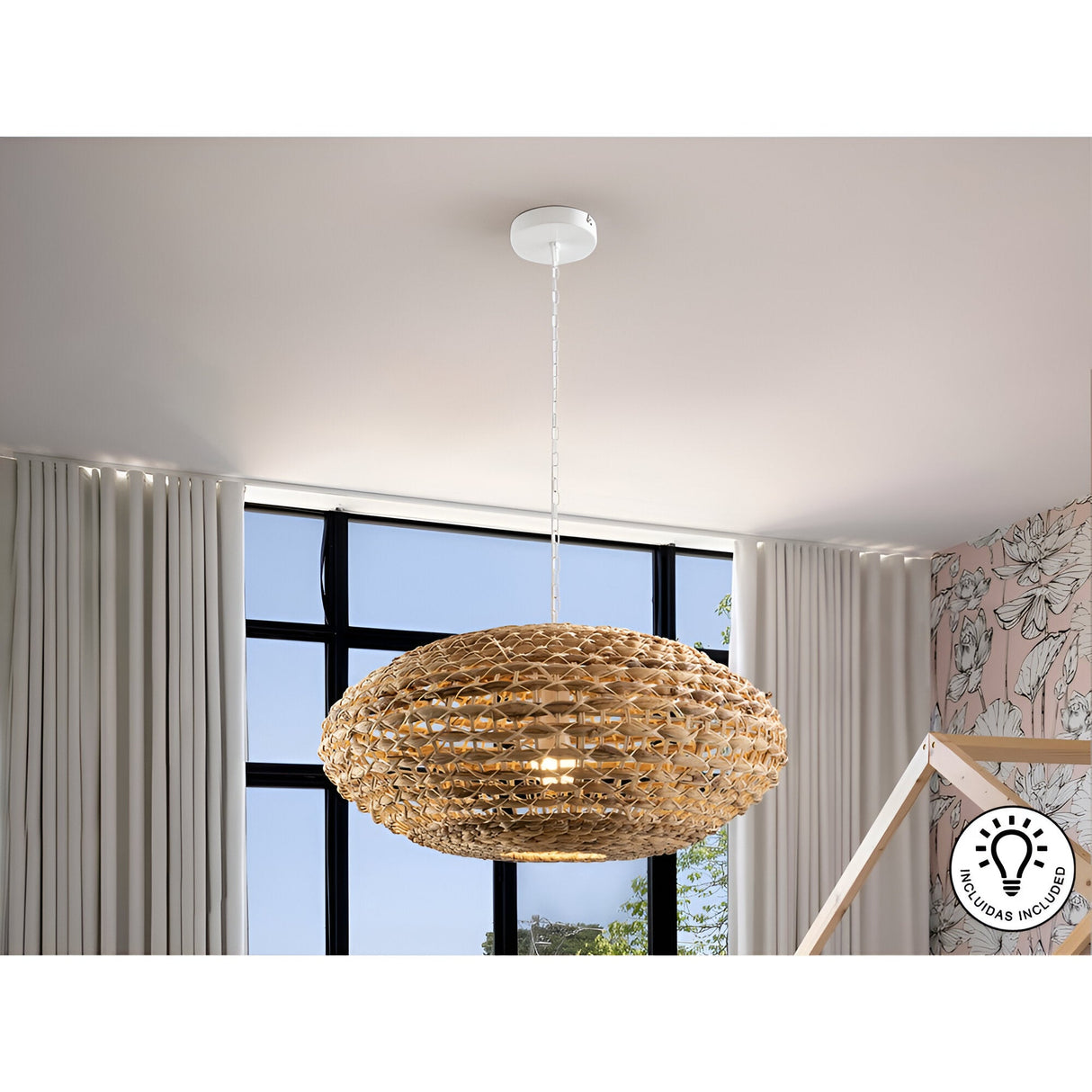 Nana Large 1 Light Rattan Pendant - Light Brown