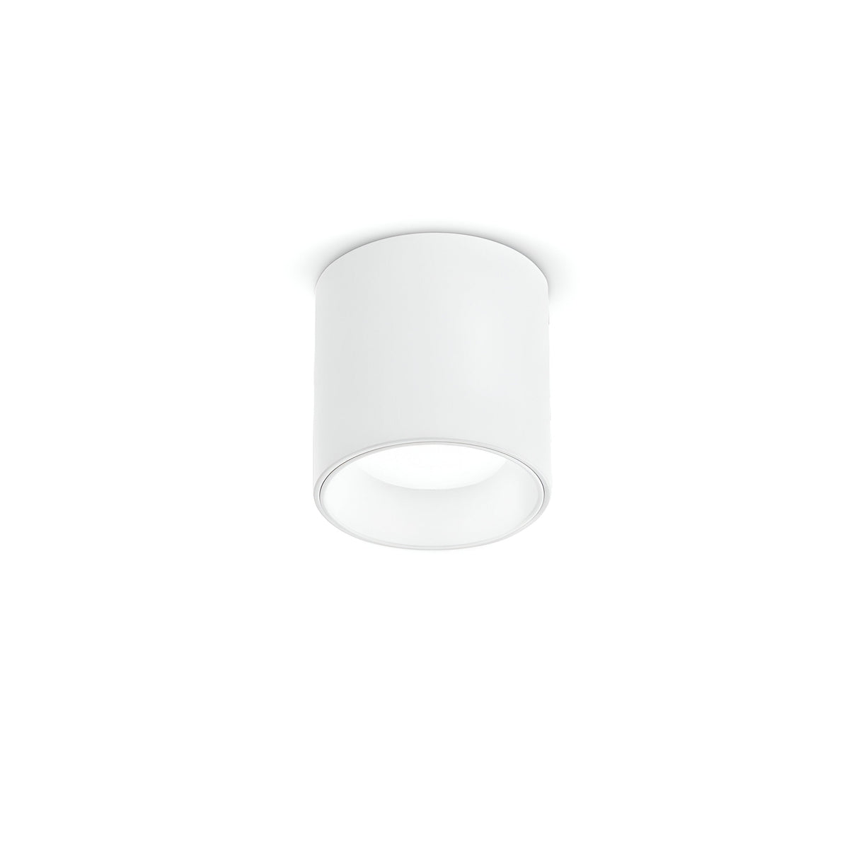 The Solace LED Round Downlight 4W 4000K - White, featuring a contemporary design, is an energy-efficient white cylindrical ceiling light fixture that mounts flush against a white ceiling to provide gentle downward illumination.