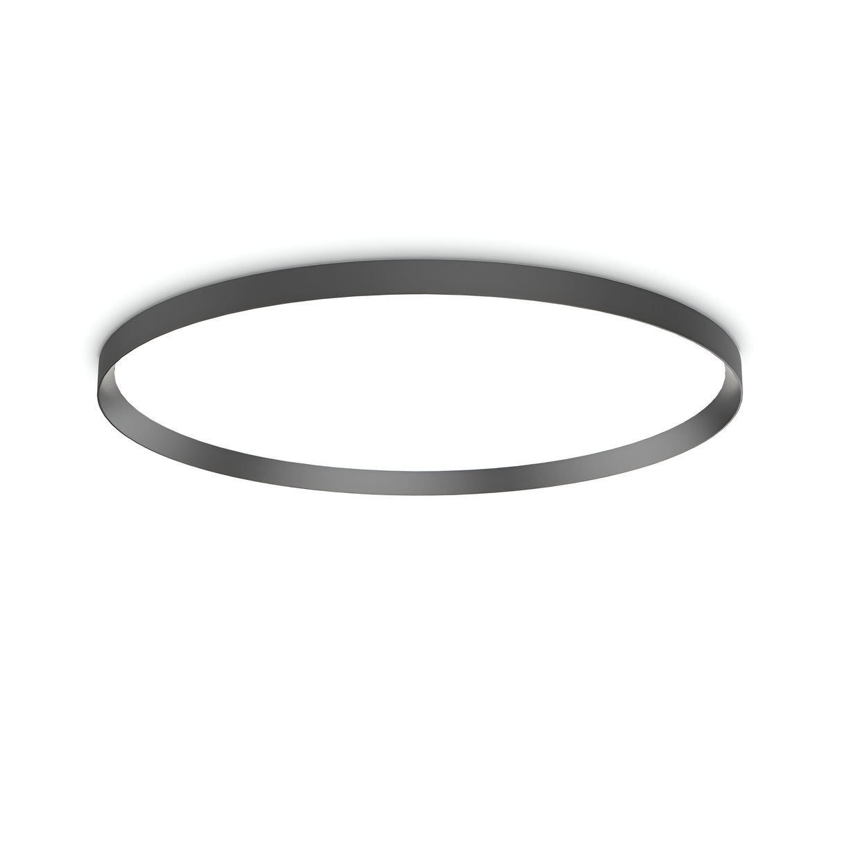 The Spark LED Flush Light 65W 4000K - Black, 90cm, features a sleek and modern circular design with a thin black rim. Its bright white light is perfect for contemporary spaces, making it an ideal large lighting solution for modern interior lighting needs.