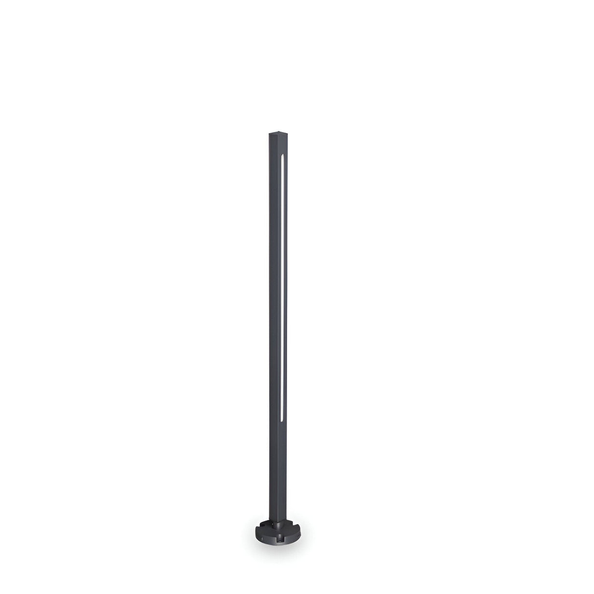 Introducing the Arcera Outdoor LED Bollard Light in Grey, standing at 80cm tall. This stylish and contemporary lighting solution boasts energy-efficient technology with a vertical LED design and is crafted from weather-resistant materials, ideal for outdoor environments. Set against a simple white backdrop, this bollard light promises both functionality and elegance.