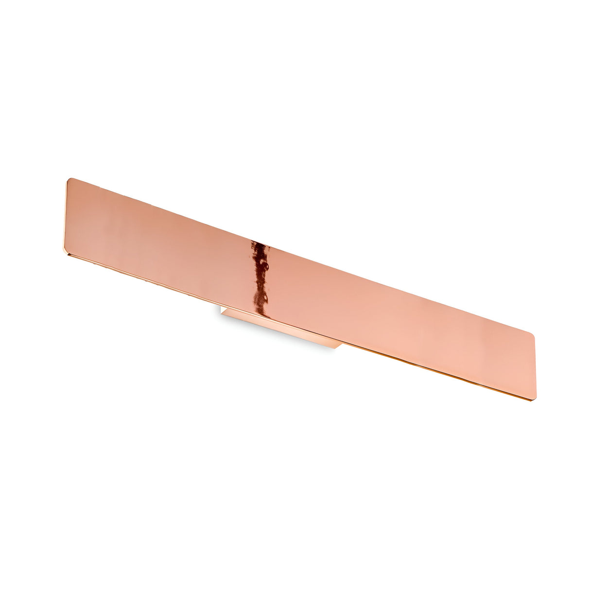 The Flara LED Wall Light 30W 3000K in copper is a sleek, rectangular, wall-mounted fixture featuring a minimalist design. Its smooth surface enhances light reflection, highlighting its modern lighting aesthetic.