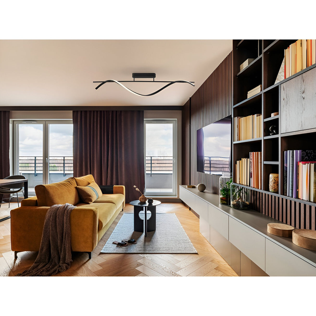 Boa LED Semi-Flush Ceiling Light 22W 3000K - Matte Black