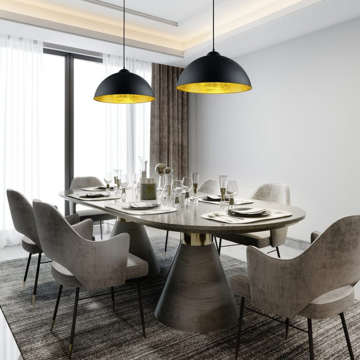 Romino II Dome Pendant – Matt Black