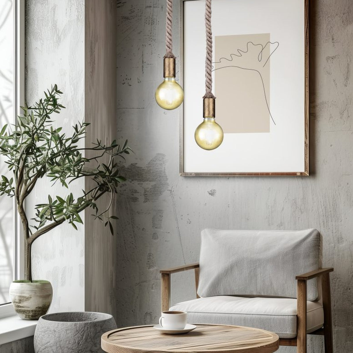 Rope Globe Pendant – Antique Brass