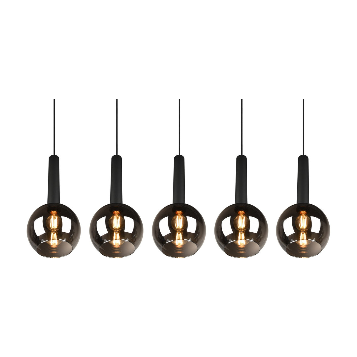 Clayton 5 Light Glass Chandelier – Matt Black