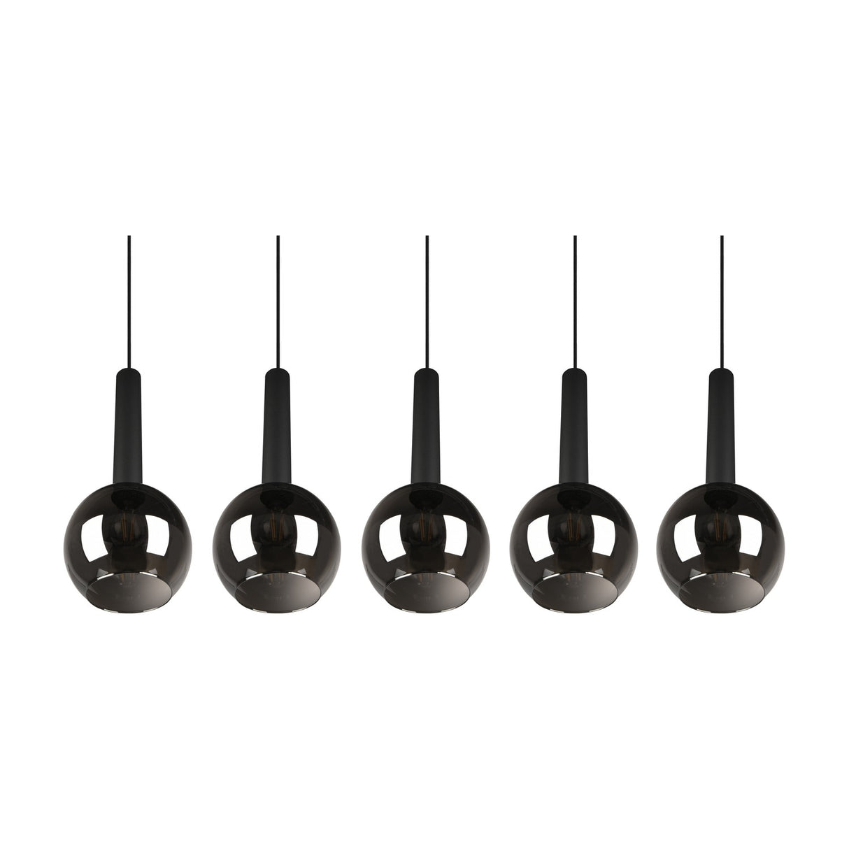 Clayton 5 Light Glass Chandelier – Matt Black
