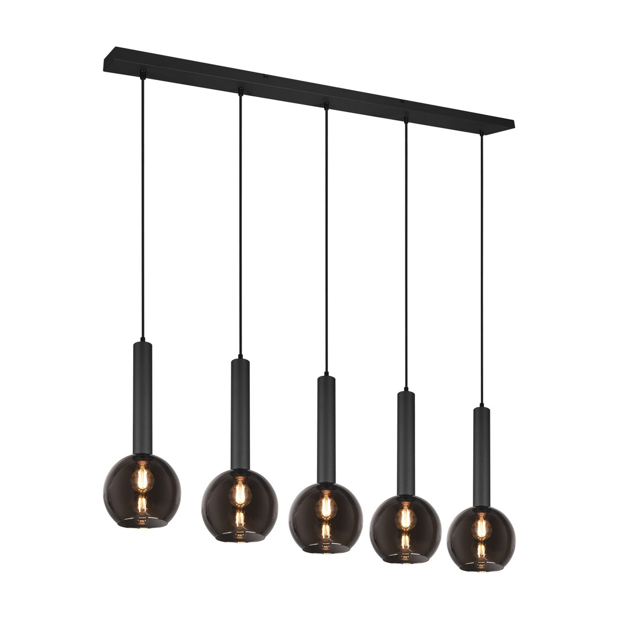 Clayton 5 Light Glass Chandelier – Matt Black