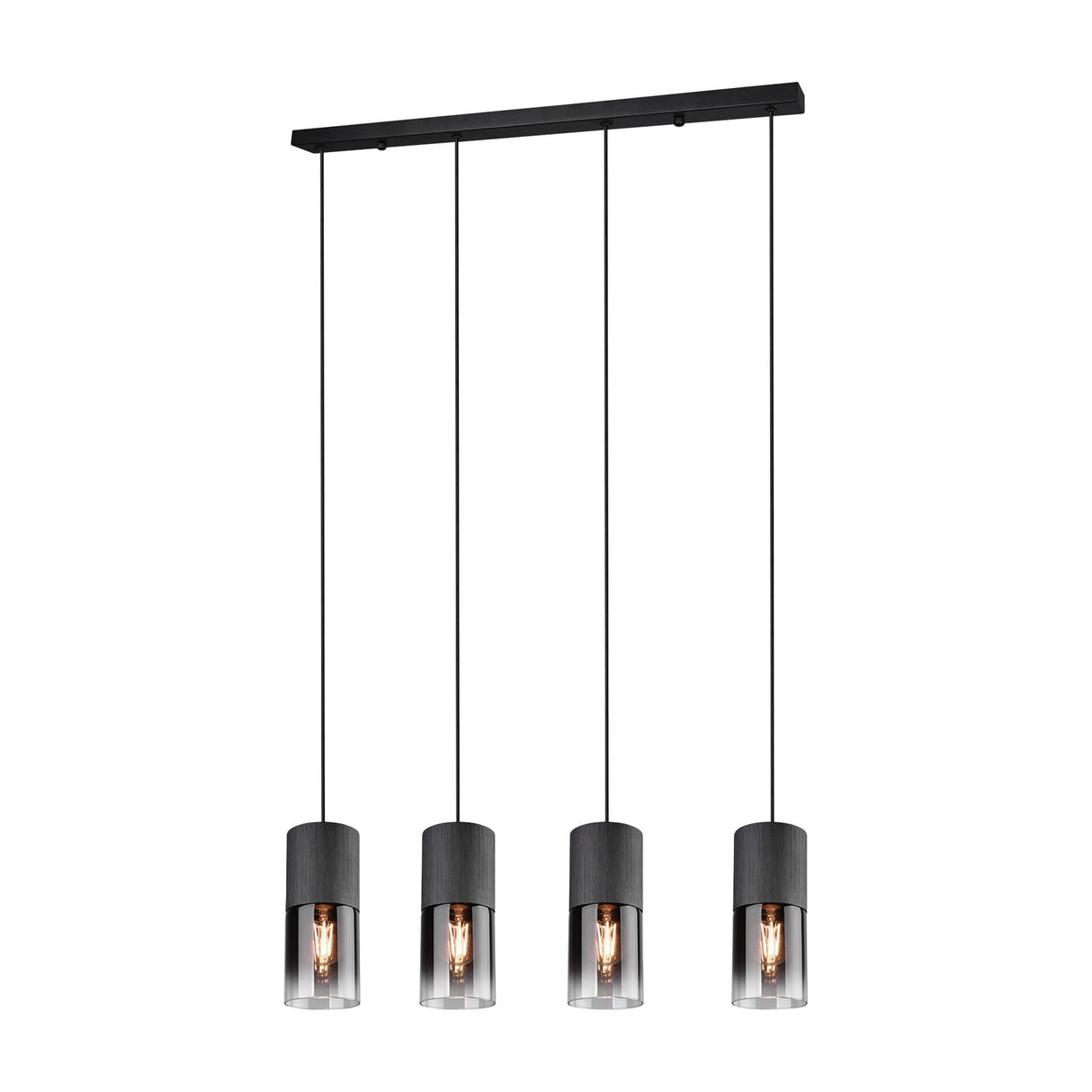 Robin 4 Light Glass Chandelier – Matt Black