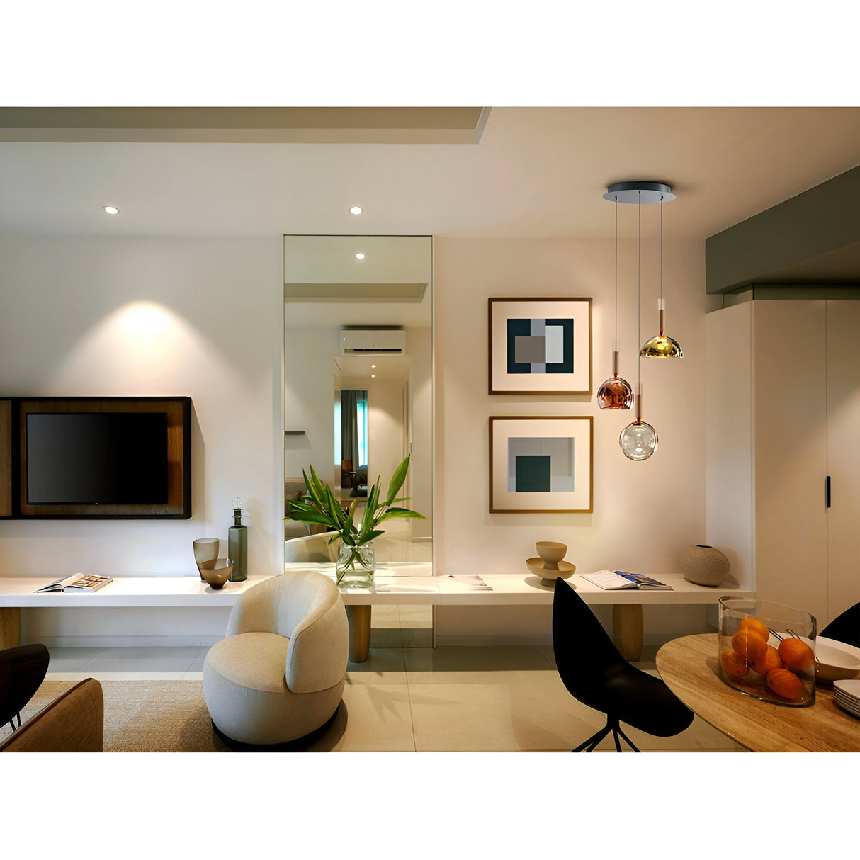 Charlize 3 Light Dimmable LED Cluster Pendant Light 18W 3000K - Multicoloured