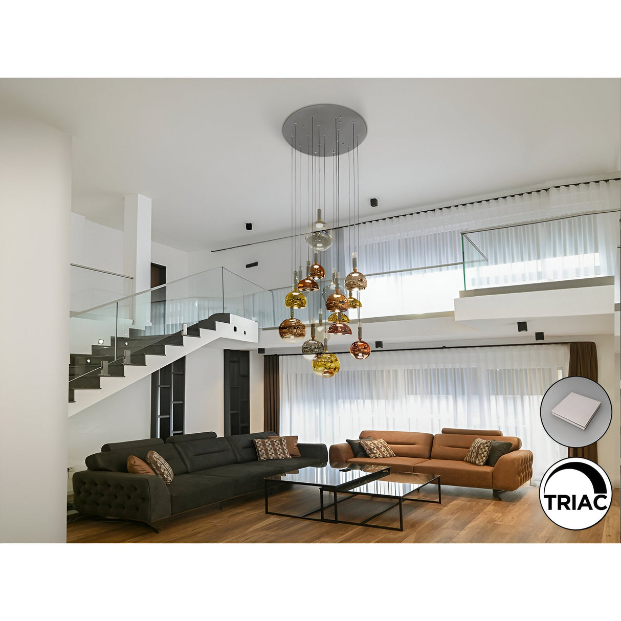 Charlize 16 Light Dimmable LED Cluster Pendant Light - Multicoloured (With Remote Control)