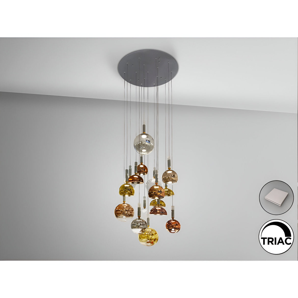 Charlize 16 Light Dimmable LED Cluster Pendant Light - Multicoloured (With Remote Control)