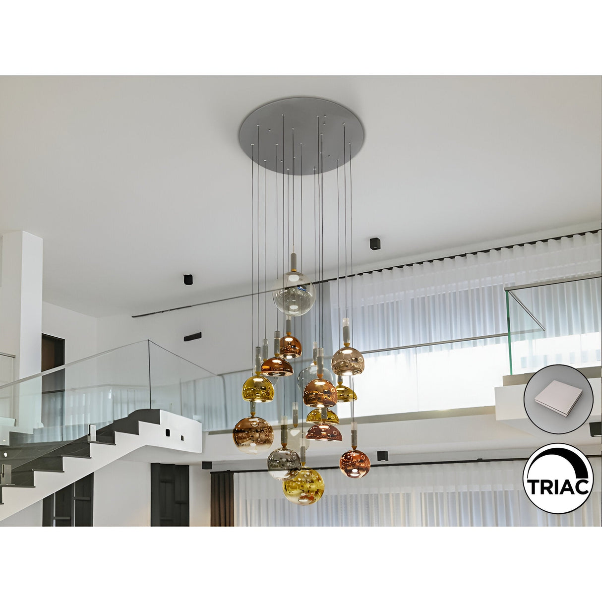 Charlize 16 Light Dimmable LED Cluster Pendant Light - Multicoloured (With Remote Control)