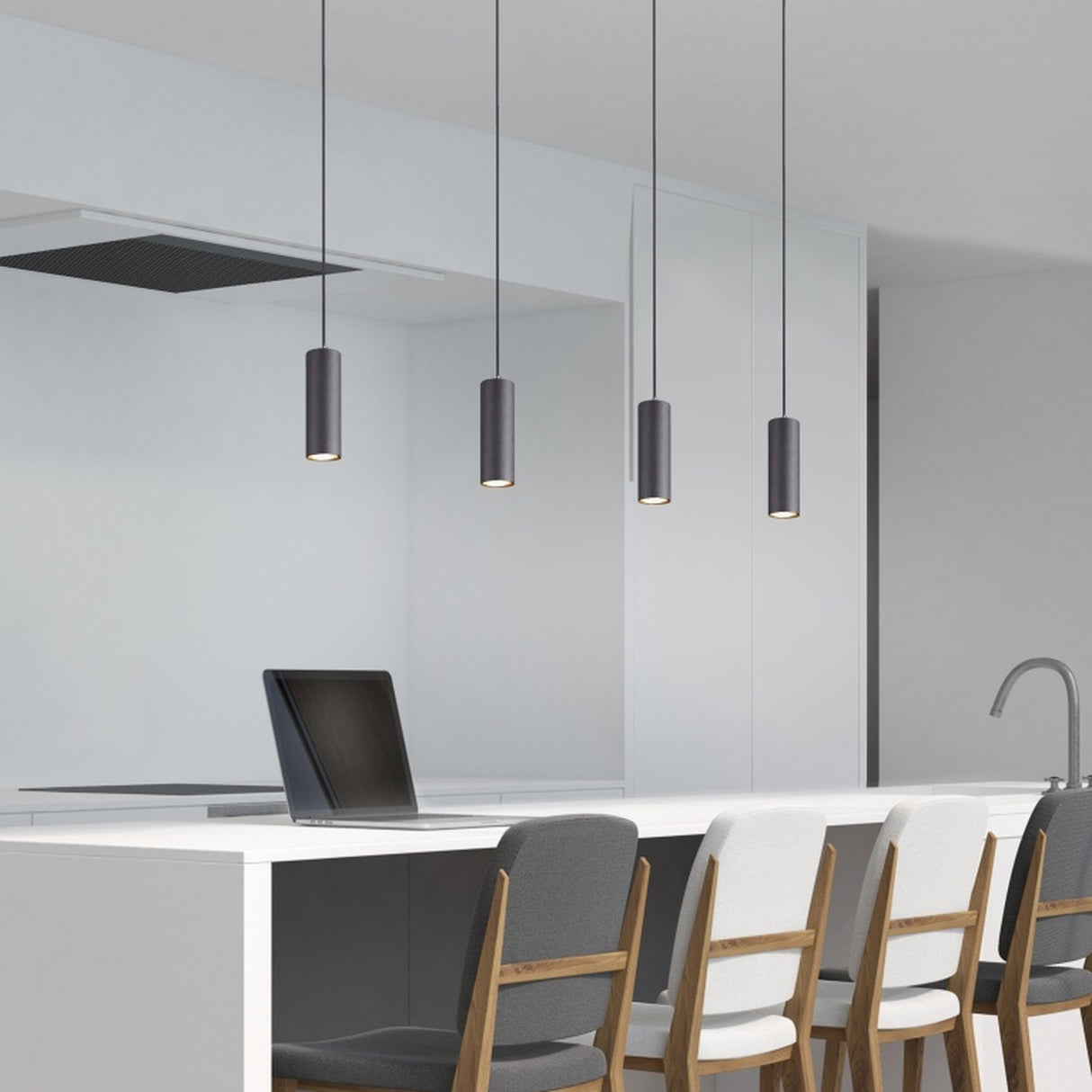 Marley 4 Light Linear 75cm Chandelier – Matt Black