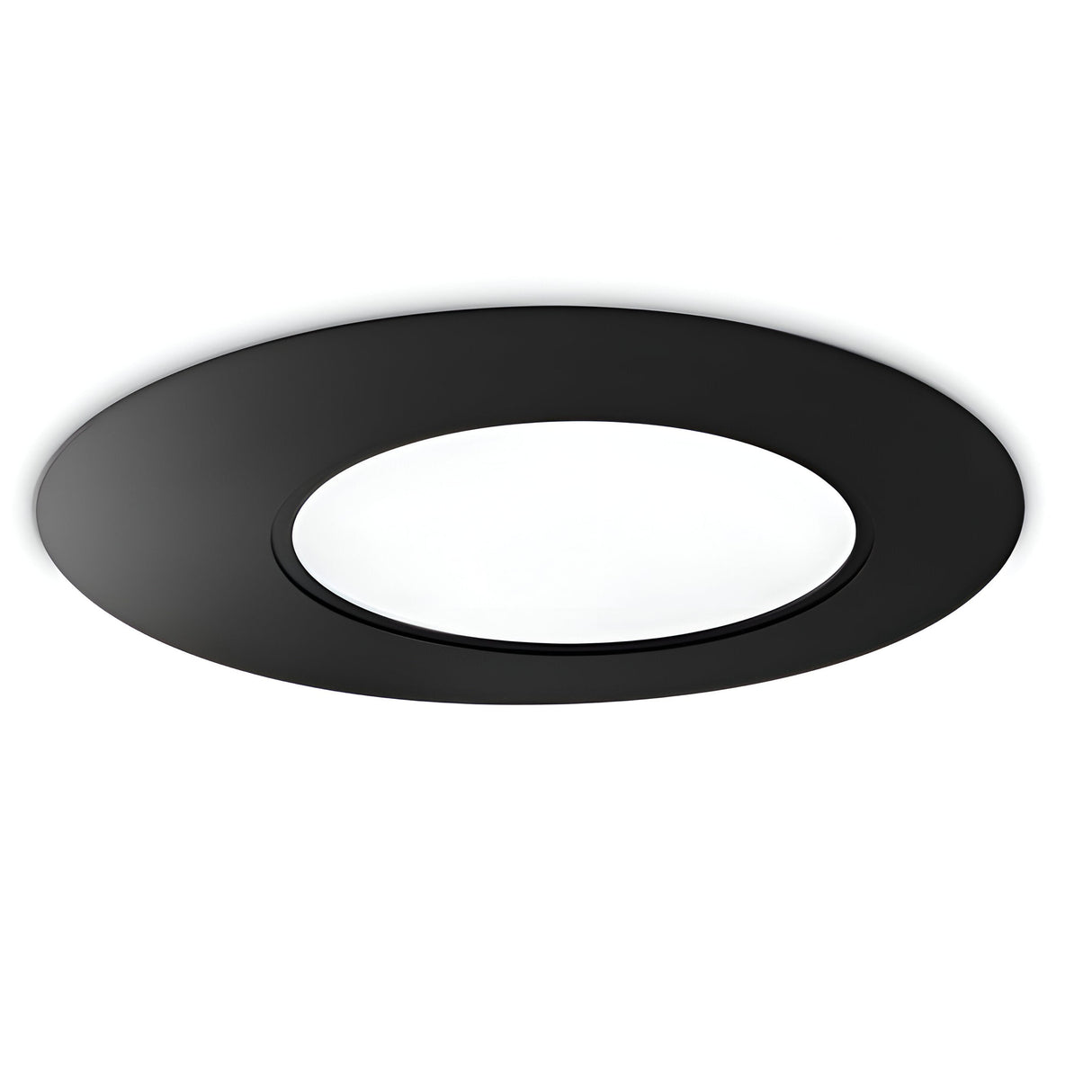 The Claron LED Flush Ceiling Light - 3000K, Black, 60cm showcases a minimalist aesthetic with its black metal finish. This energy-efficient fixture features a round recessed design, allowing it to seamlessly blend with the ceiling for a sleek look.