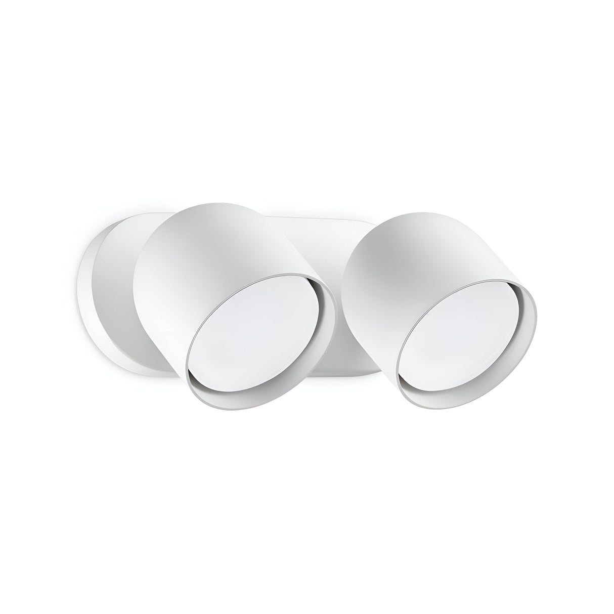 Introducing the Gleonara Twin LED Spotlight in white: a modern and minimalist ceiling light fixture that features two adjustable cylindrical lamps. It showcases smooth, clean lines, embodying a sleek contemporary design. With its dimmable feature, it offers perfect ambiance control.