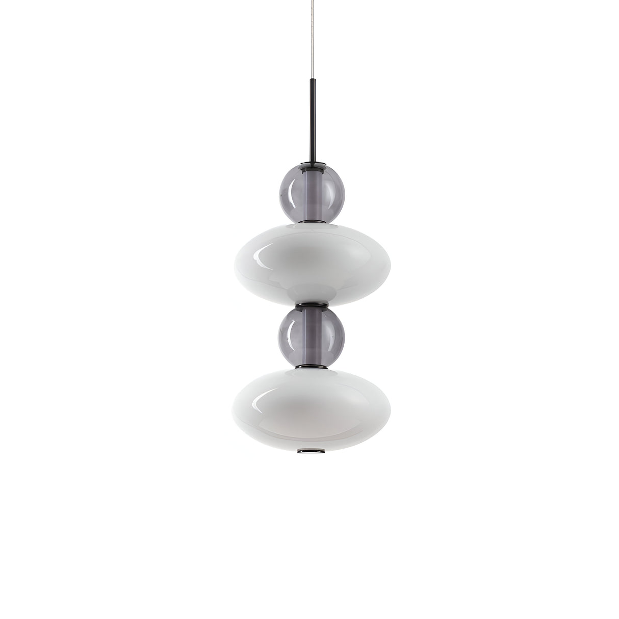 Enhance your space with the Gleara 1 Light LED Pendant, offering elegance through its modern minimalist design with stacked translucent and opaque spheres in gray and white. This energy-efficient fixture, operating at 34W with a 3000K color temperature, is elegantly suspended on a thin cord to perfectly complement contemporary aesthetics.
