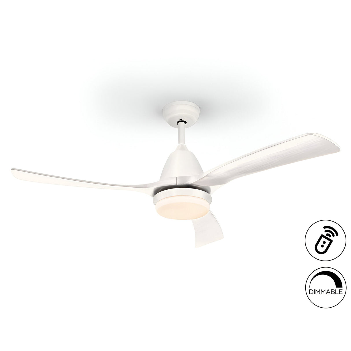 Aspas CCT Dimmable LED Ceiling Fan Light - White/Black